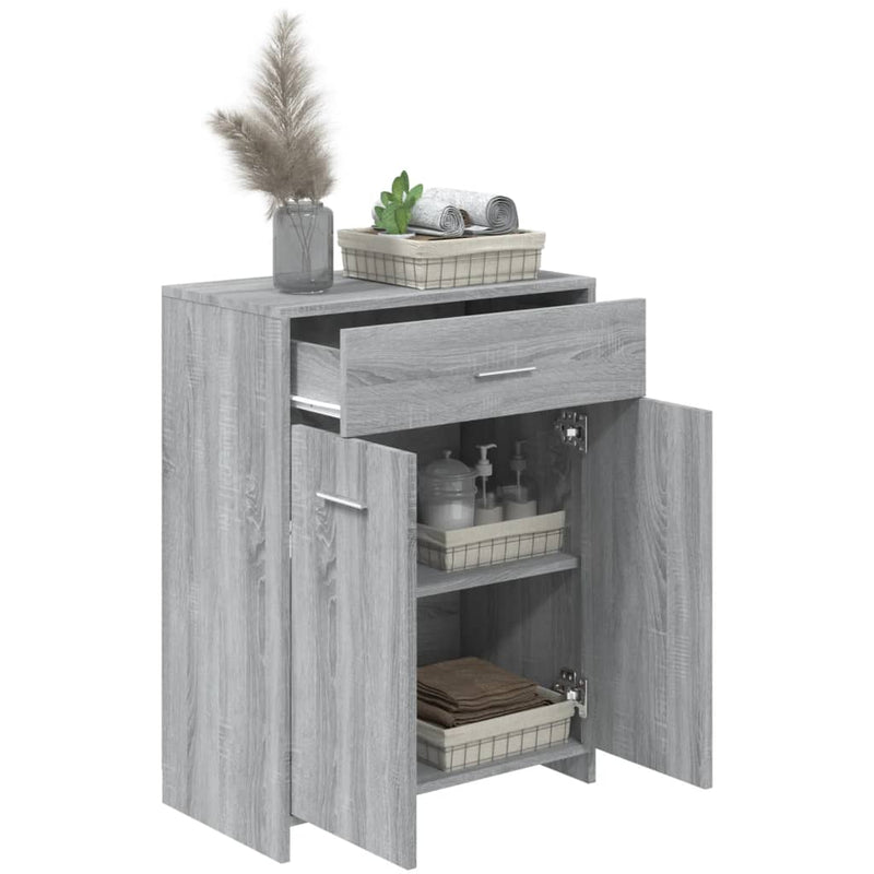 Badezimmerschrank Grau Sonoma 60x33x80 cm Holzwerkstoff