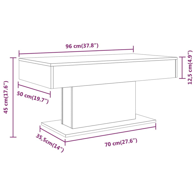 Couchtisch Räuchereiche 96x50x45 cm Holzwerkstoff