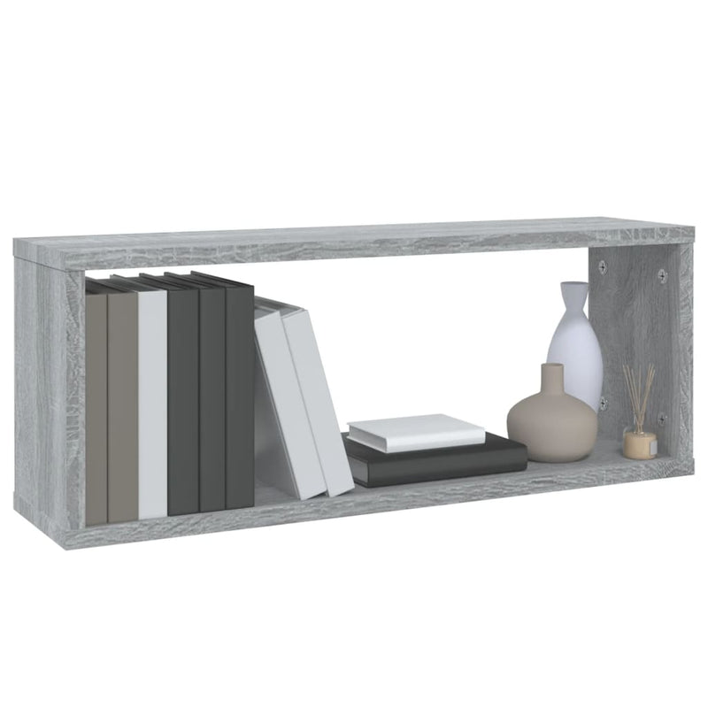 Würfelregale 2 Stk. Grau Sonoma 60x15x23 cm Holzwerkstoff