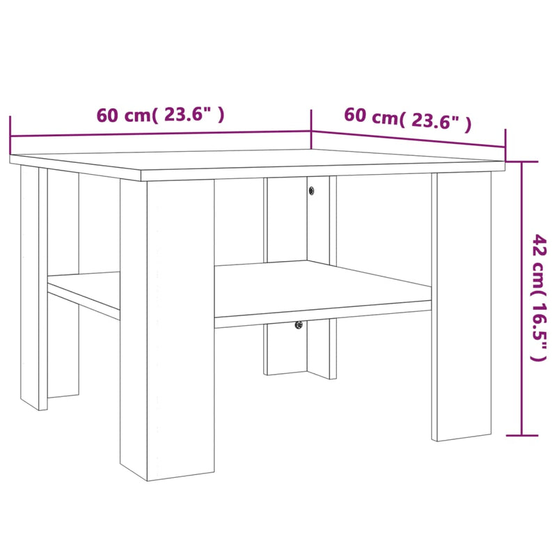 Couchtisch Grau Sonoma 60x60x42 cm Holzwerkstoff