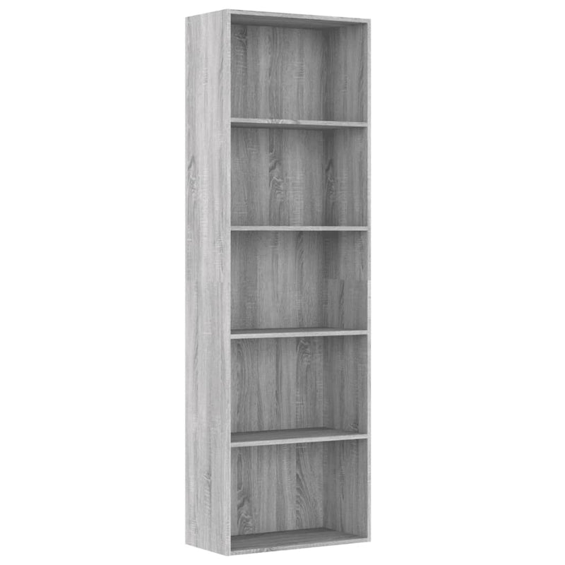 Bücherregal 5 Fächer Grau Sonoma 60x30x189 cm Holzwerkstoff