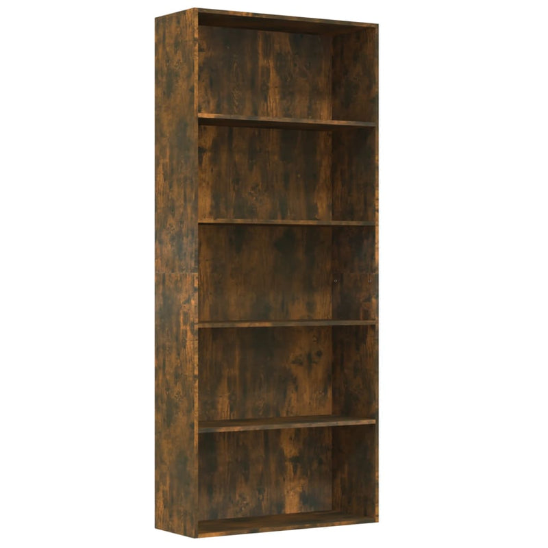 Bücherregal 5 Fächer Räuchereiche 80x30x189 cm Holzwerkstoff