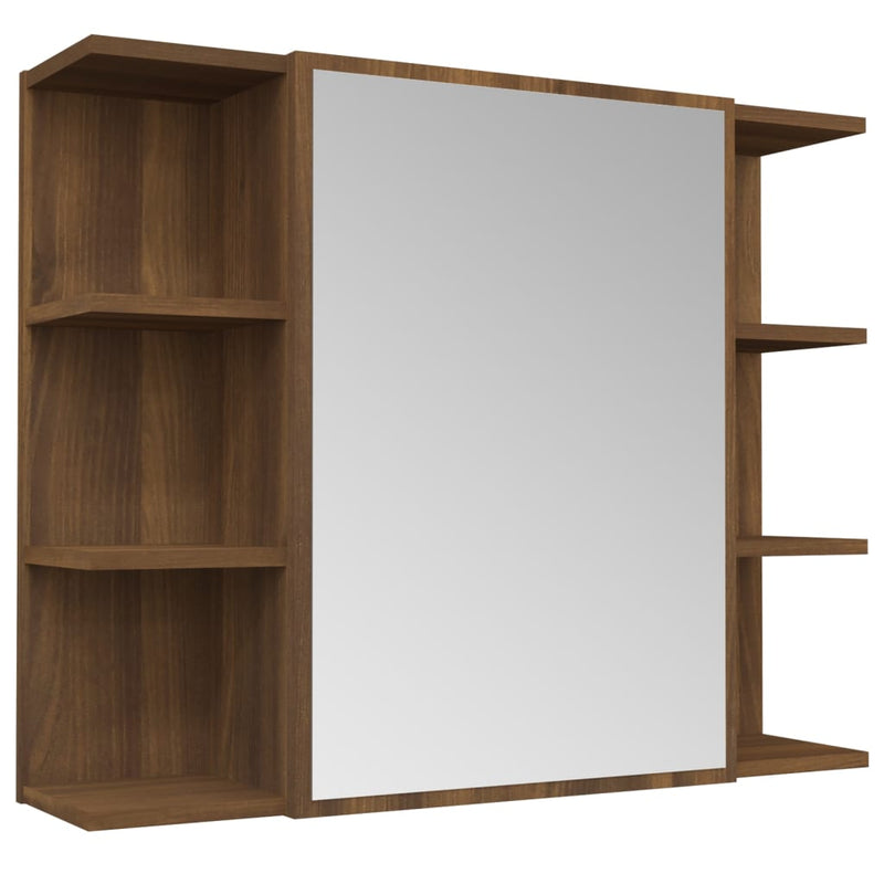 Bad-Spiegelschrank Braun Eiche-Optik 80x20,5x64cm Holzwerkstoff