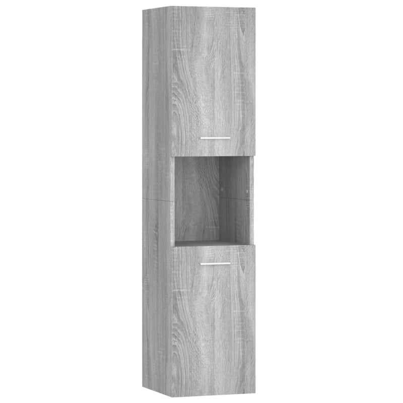 Badezimmerschrank Grau Sonoma 30x30x130 cm Holzwerkstoff