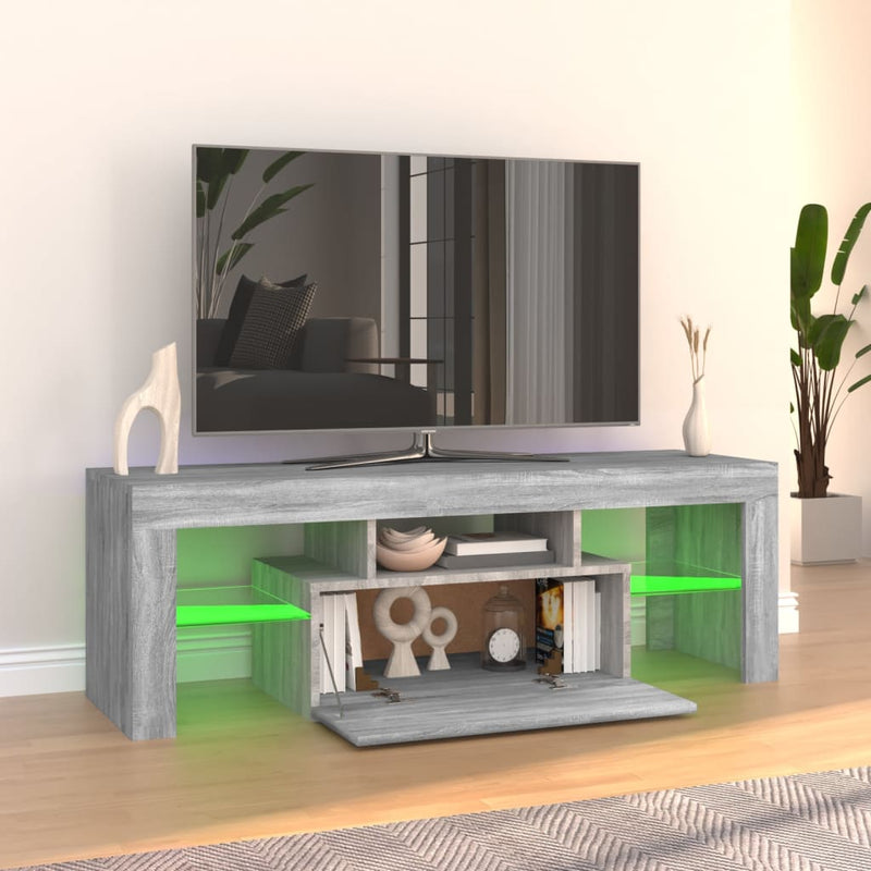 TV-Schrank mit LED-Leuchten Grau Sonoma 120x35x40 cm