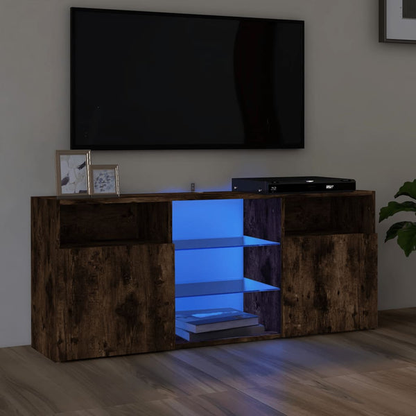 TV-Schrank mit LED-Leuchten Räuchereiche 120x30x50 cm