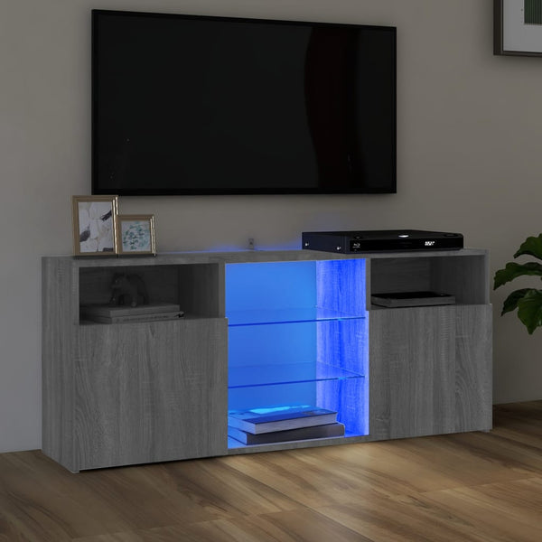 TV-Schrank mit LED-Leuchten Grau Sonoma 120x30x50 cm