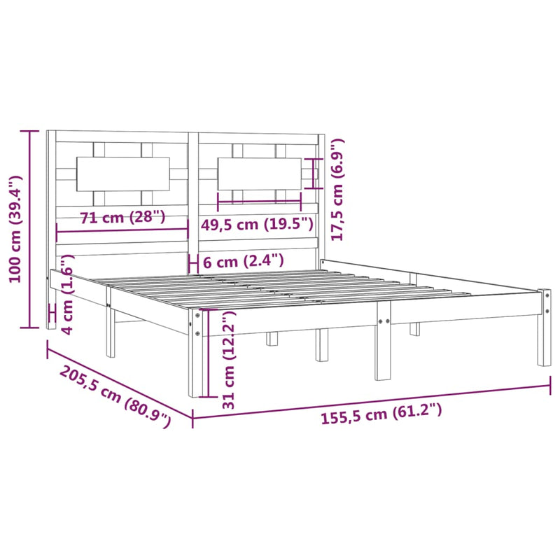 Massivholzbett ohne Matratze 150x200 cm Kiefernholz