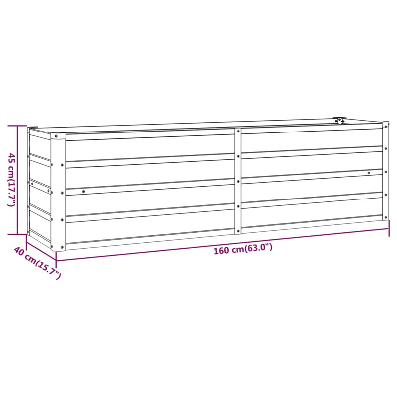 Hochbeet Rostig 160x40x45 cm Cortenstahl