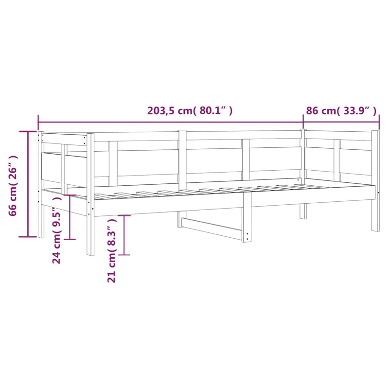 Tagesbett Weiß Massivholz Kiefer 80x200 cm