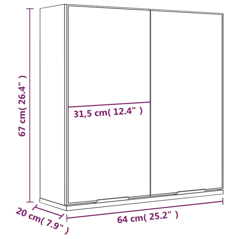 Bad-Spiegelschrank Weiß 64x20x67 cm