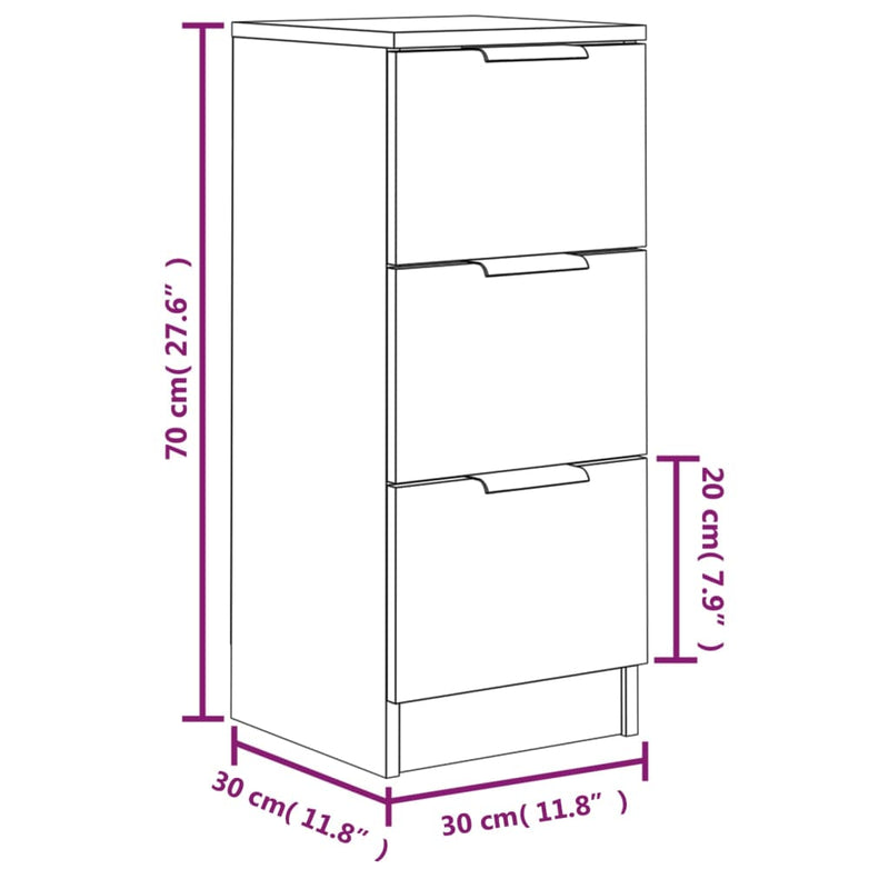 Sideboards 2 Stk. Grau Sonoma 30x30x70 cm Holzwerkstoff