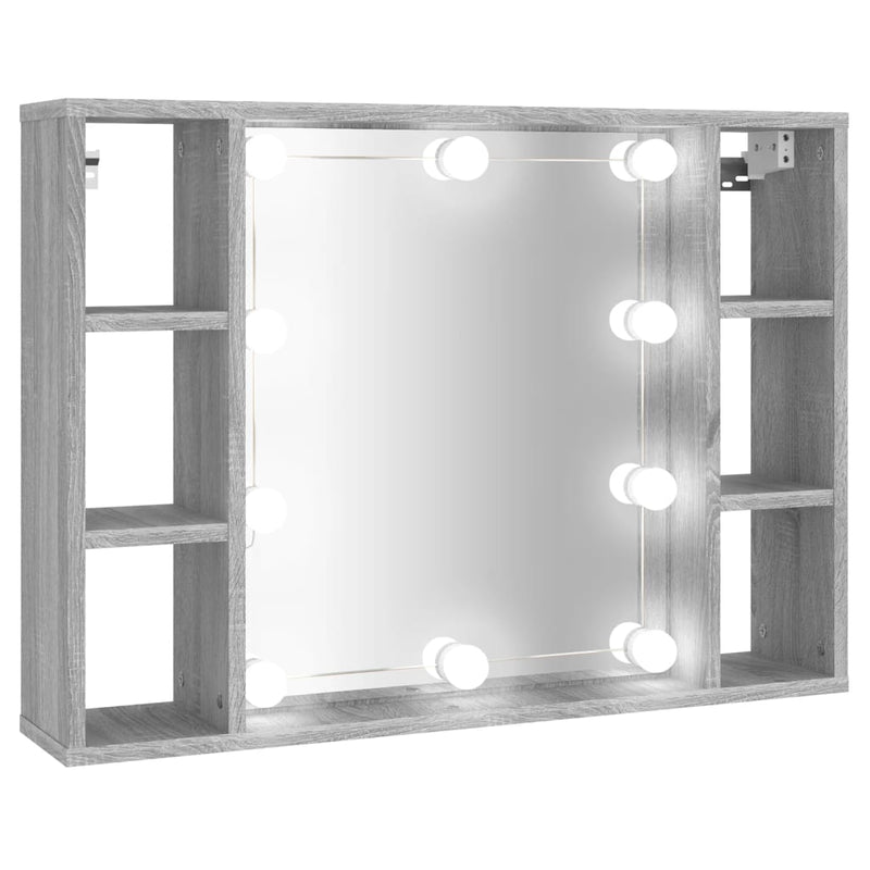 Spiegelschrank mit LED Grau Sonoma 76x15x55 cm