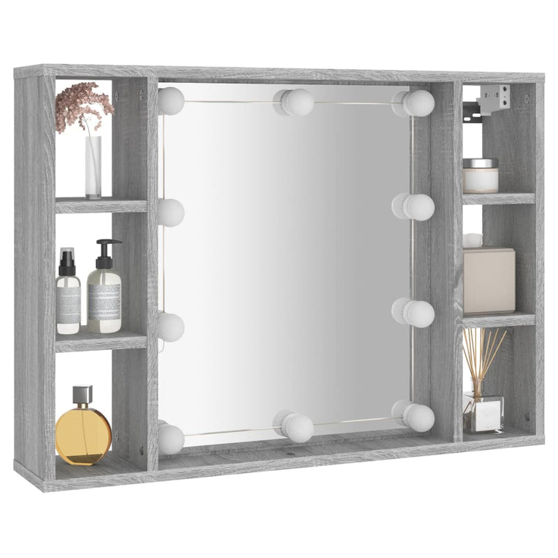 Spiegelschrank mit LED Grau Sonoma 76x15x55 cm