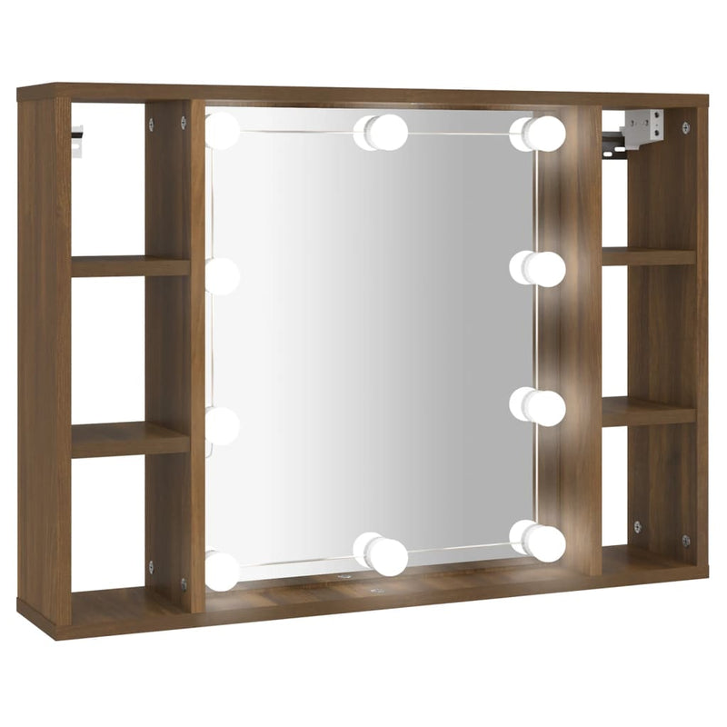 Spiegelschrank mit LED Braun Eiche-Optik 76x15x55 cm