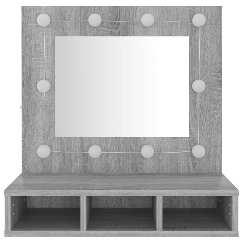 Spiegelschrank mit LED Grau Sonoma 60x31,5x62 cm