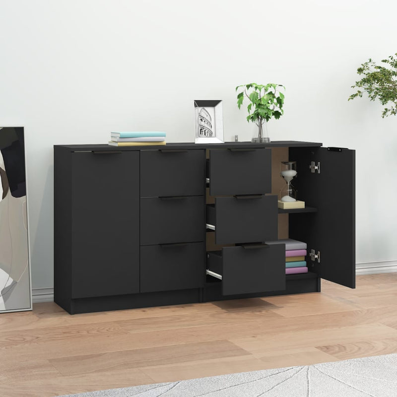 Sideboards 2 Stk. Schwarz 60x30x70 cm Holzwerkstoff