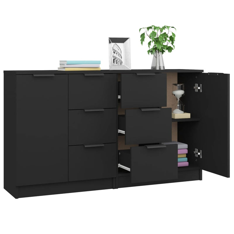 Sideboards 2 Stk. Schwarz 60x30x70 cm Holzwerkstoff