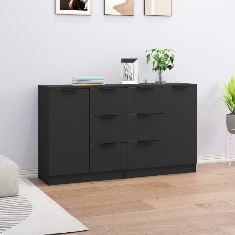 Sideboards 2 Stk. Schwarz 60x30x70 cm Holzwerkstoff