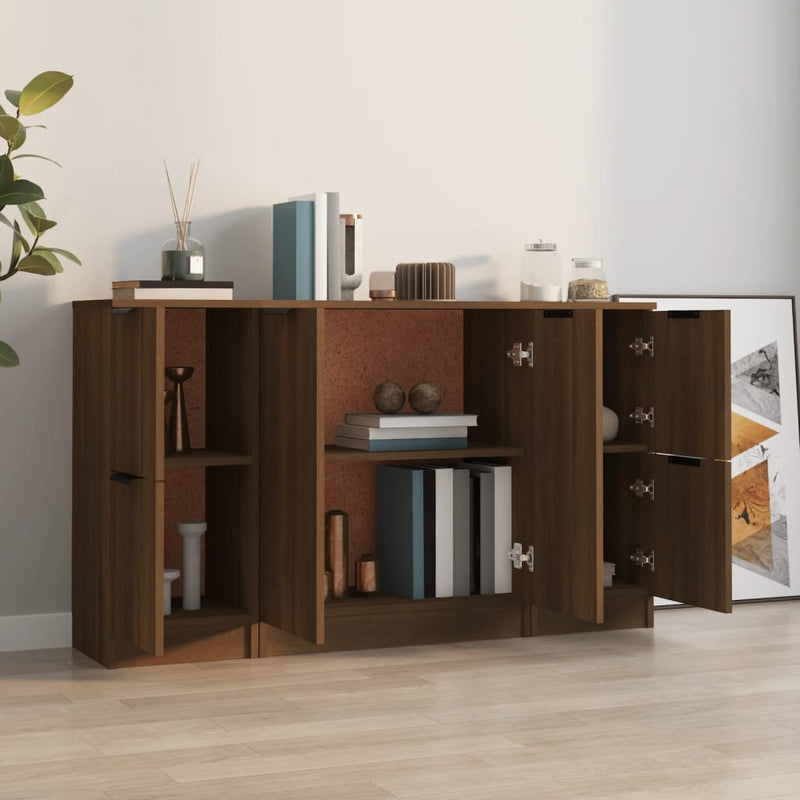 Sideboards 3 Stk. Braun Eichen-Optik Holzwerkstoff