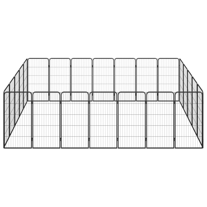 24-tlg. Hundelaufstall Schwarz 50x100cm Stahl Pulverbeschichtet