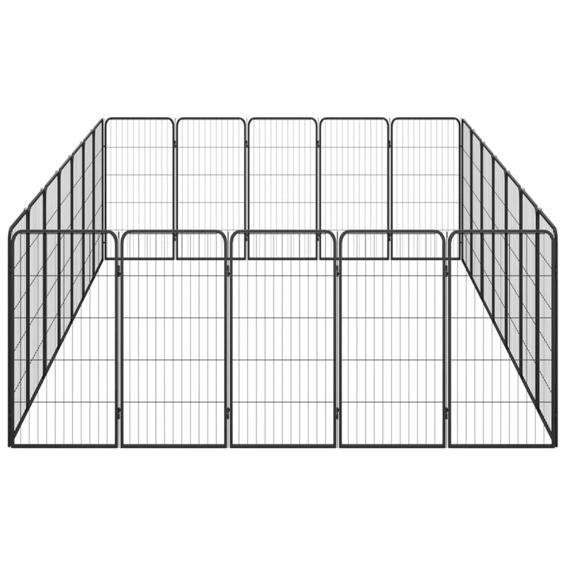 24-tlg. Hundelaufstall Schwarz 50x100cm Stahl Pulverbeschichtet