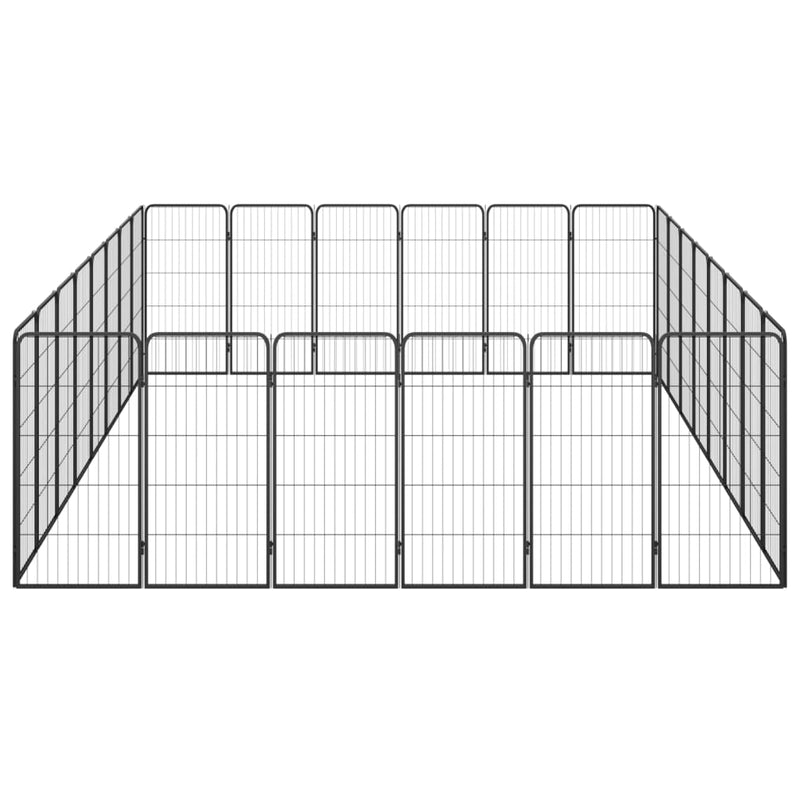 28-tlg. Hundelaufstall Schwarz 50x100cm Stahl Pulverbeschichtet