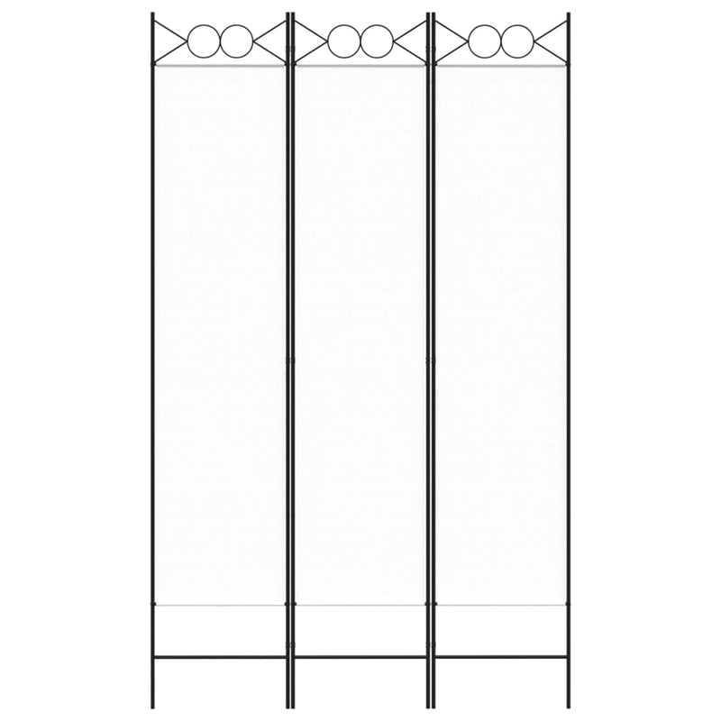 3-tlg. Paravent Weiß 120x200 cm Stoff