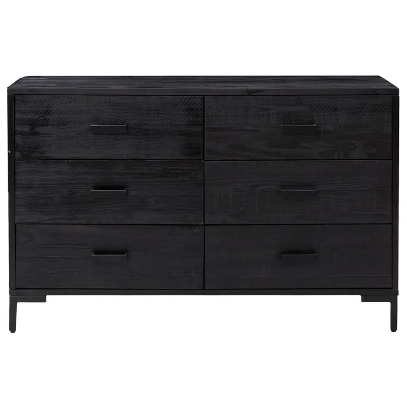 Sideboard Schwarz 110x35x70 cm Massivholz Kiefer