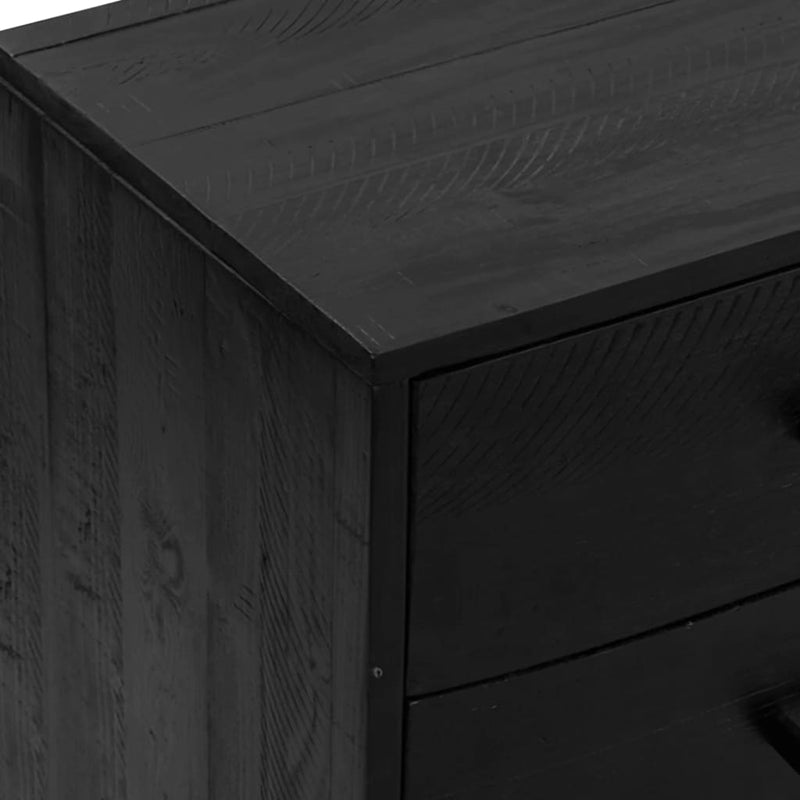 Sideboard Schwarz 110x35x70 cm Massivholz Kiefer