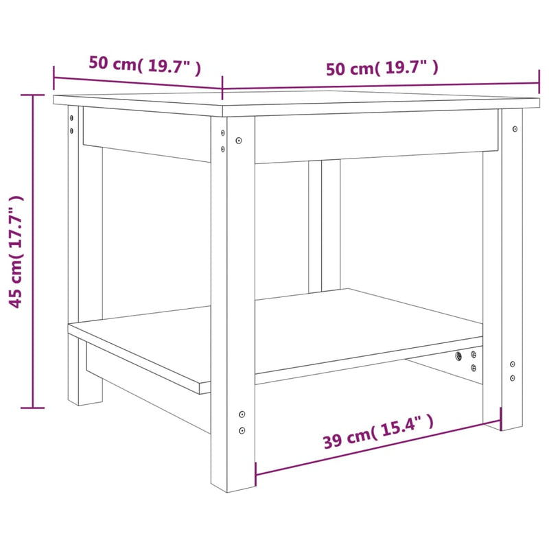 Couchtisch 50x50x45 cm Massivholz Kiefer