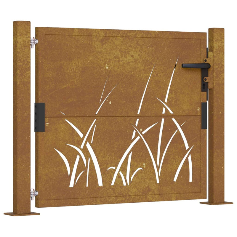 Gartentor 105x105 cm Cortenstahl Gras-Design