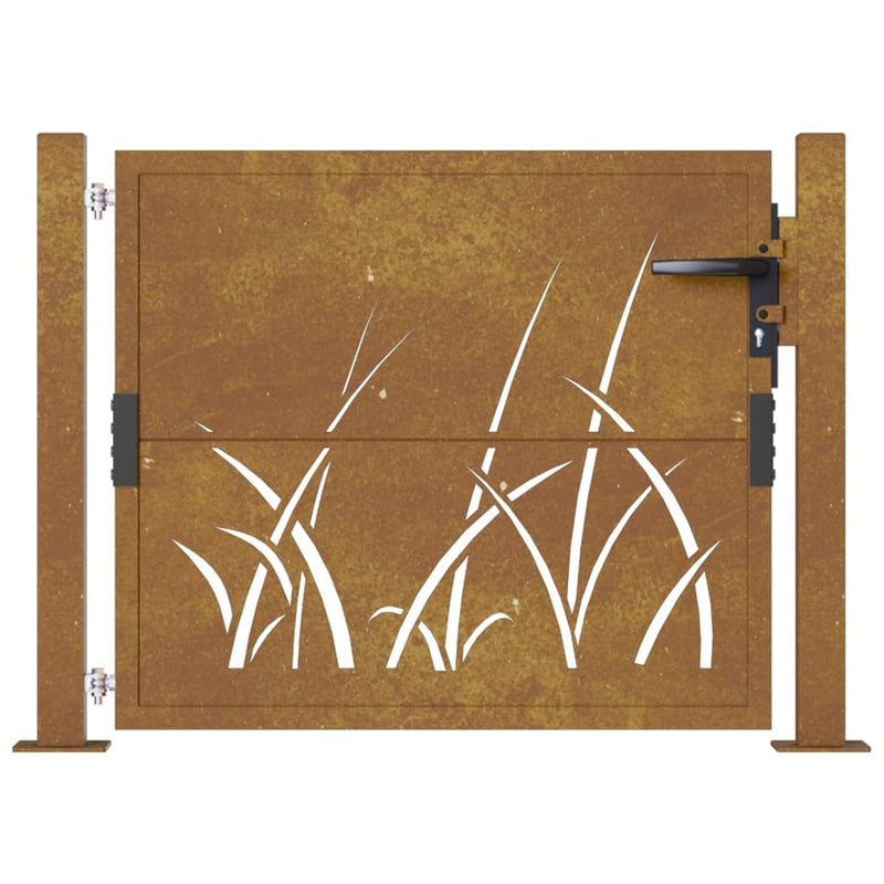 Gartentor 105x105 cm Cortenstahl Gras-Design