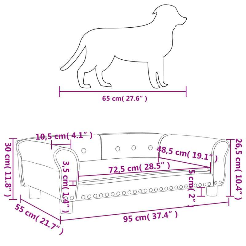 Hundebett Blau 95x55x30 cm Samt