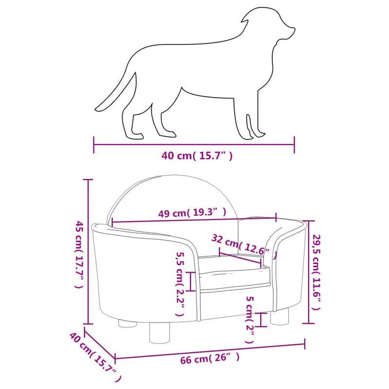 Hundebett Creme 66x40x45 cm Samt