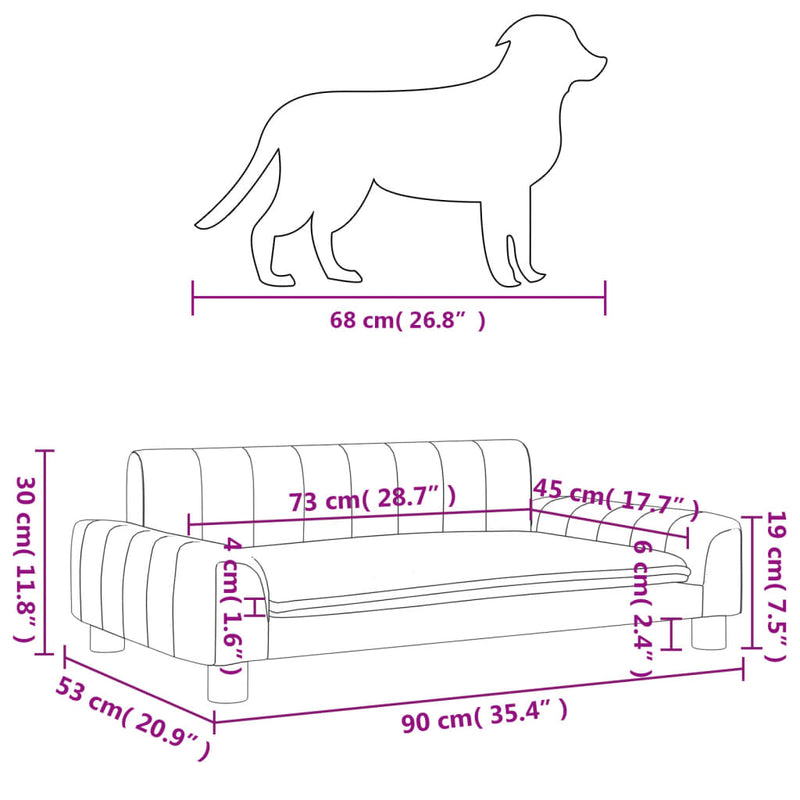 Hundebett Creme 90x53x30 cm Stoff