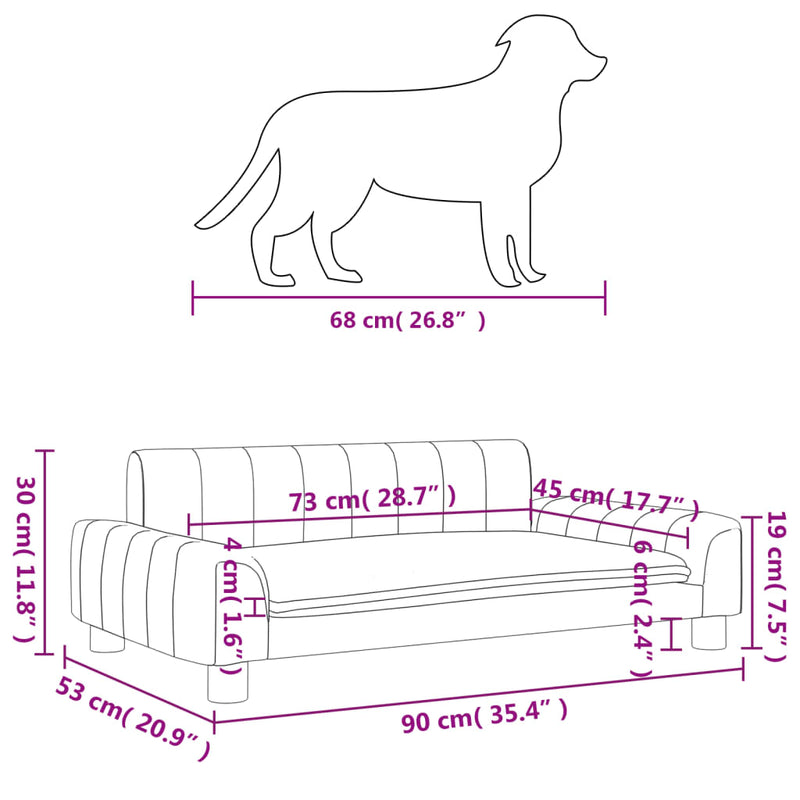 Hundebett Dunkelgrau 90x53x30 cm Stoff