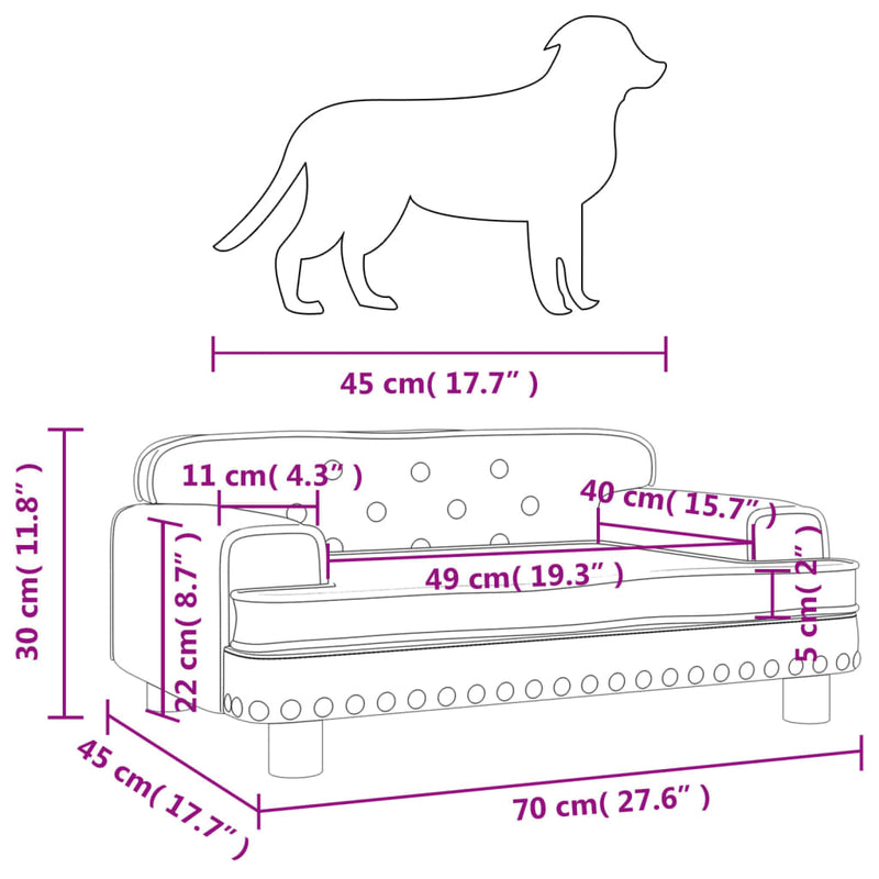 Hundebett Cappuccino-Braun 70x45x30 cm Kunstleder