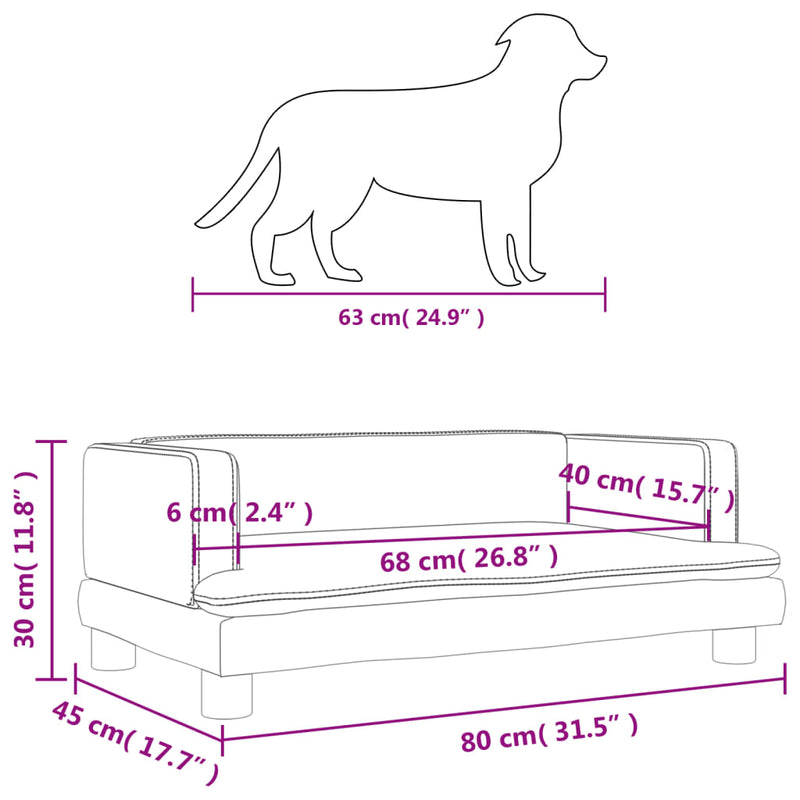 Hundebett Hellgrau 80x45x30 cm Samt