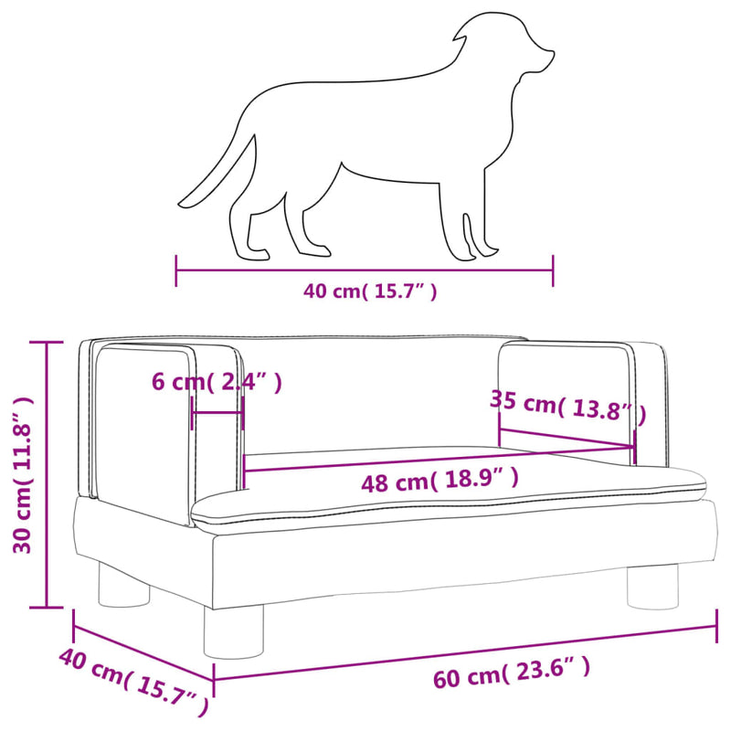 Hundebett Schwarz 60x40x30 cm Samt