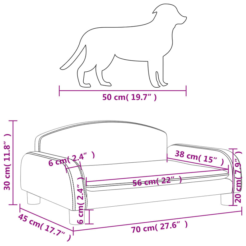 Hundebett Schwarz 70x45x30 cm Stoff