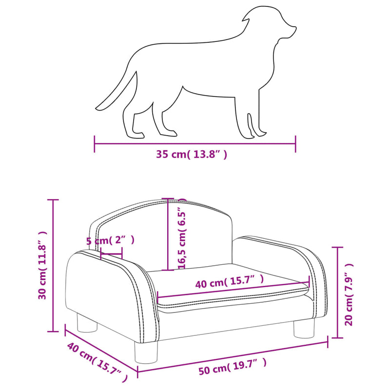 Hundebett Grau 50x40x30 cm Kunstleder