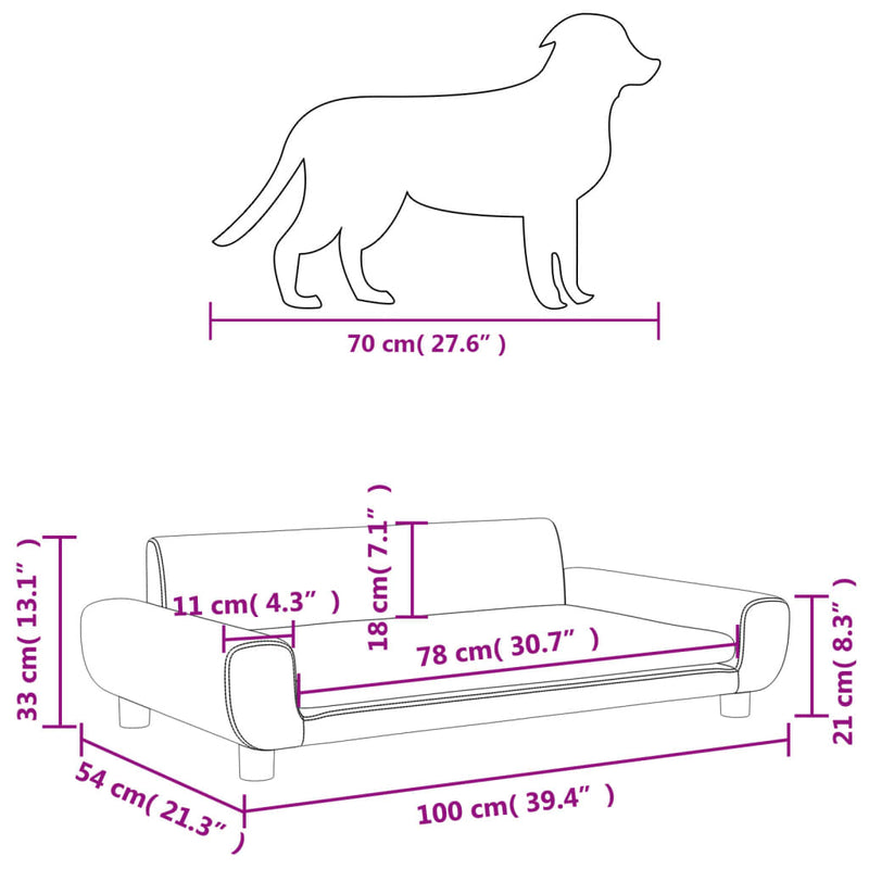 Hundebett Schwarz 100x54x33 cm Samt