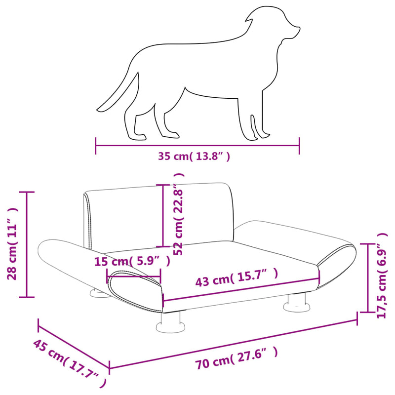 Hundebett Grau 70x45x28 cm Kunstleder