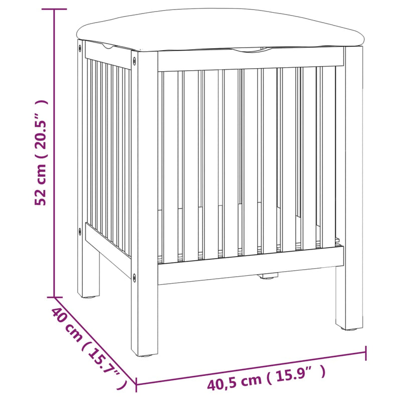 Badhocker 40,5x40x52 cm Massivholz Nussbaum