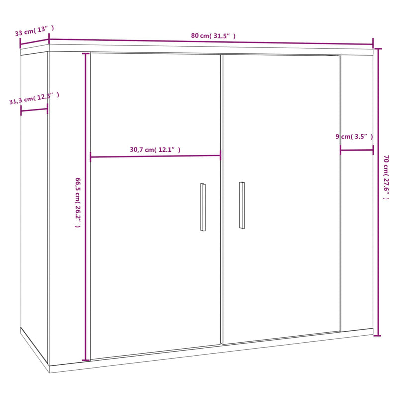 Sideboard Weiß 80x33x70 cm Holzwerkstoff