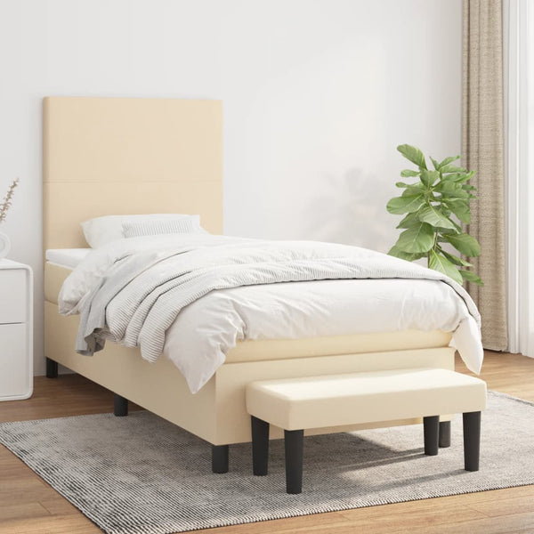 Boxspringbett mit Matratze Creme 90x190 cm Stoff