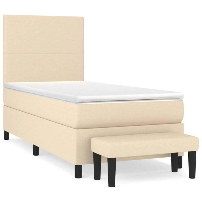 Boxspringbett mit Matratze Creme 90x200 cm Stoff