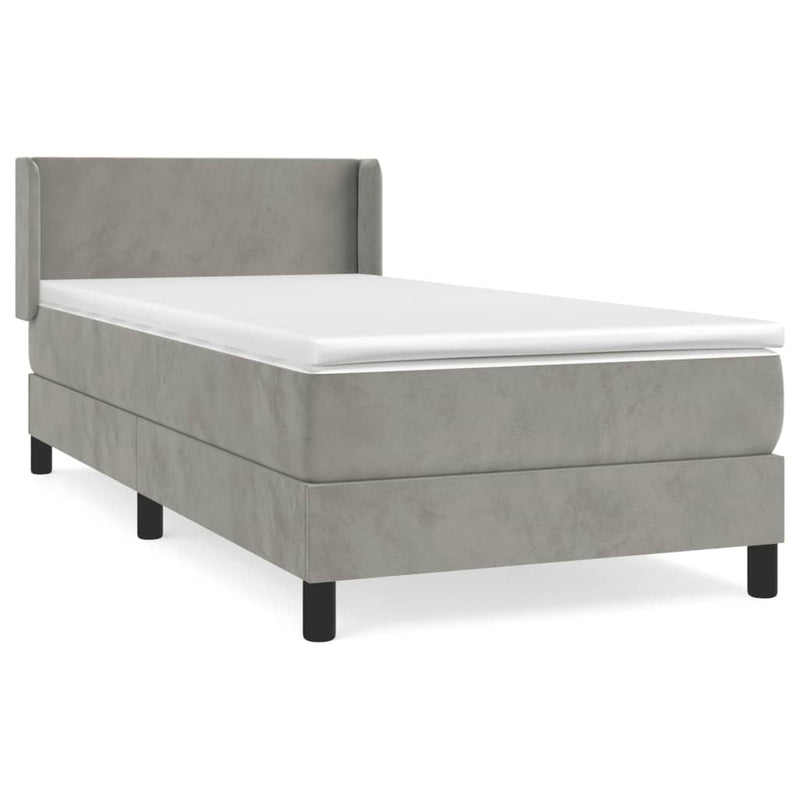 Boxspringbett mit Matratze Hellgrau 80x200 cm Samt