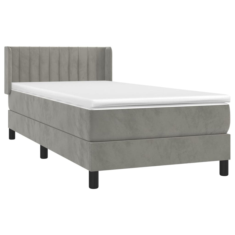 Boxspringbett mit Matratze Hellgrau 80x200 cm Samt